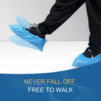 Hitituto Shoe Covers Disposable Non-slip for Indoors -200 Pieces (100 Pairs) Waterproof Premium CPE Booties Shoes Protectors Coverings, fits up to size 11 US Men and 13 US Women, Blue, Large