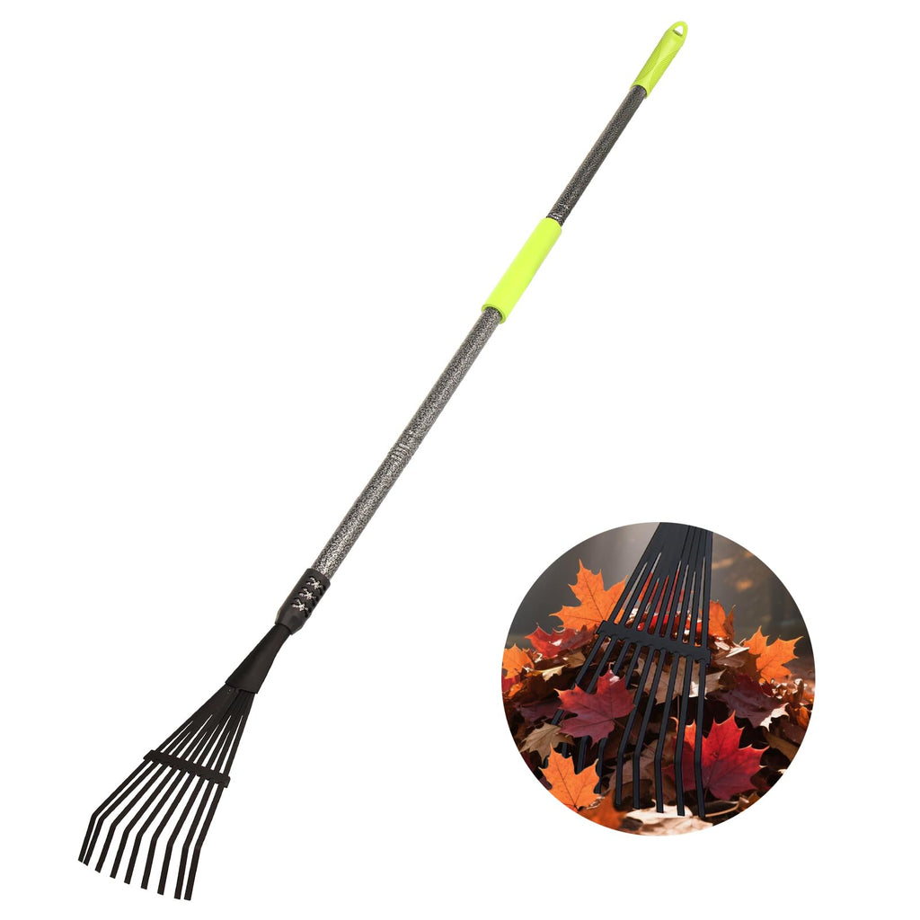 KLDOLLAR Garden Rake for Leaves, 48" Metal Leaf Rake with Soft Foam Grip