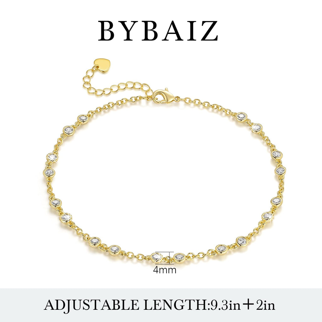 BYBAIZ Gold Anklets for Women 14K Gold Ankle Bracelets for Womens Anklets