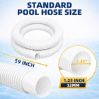 Btanadi Replacement 1.25"×59" Pool Hoses for Above Ground Pools, Above Ground Pool Hoses for Filter Pumps, 4 Pack with 8 Metal Clamps (White)