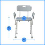 Dr. Dunley Bath Chair for Seniors, Shower Seat with Back, Suction Feet, Non-Slip Adjustable Height Shower Bench for Elderly, 350lb Weight Capacity (Removable Backrest)