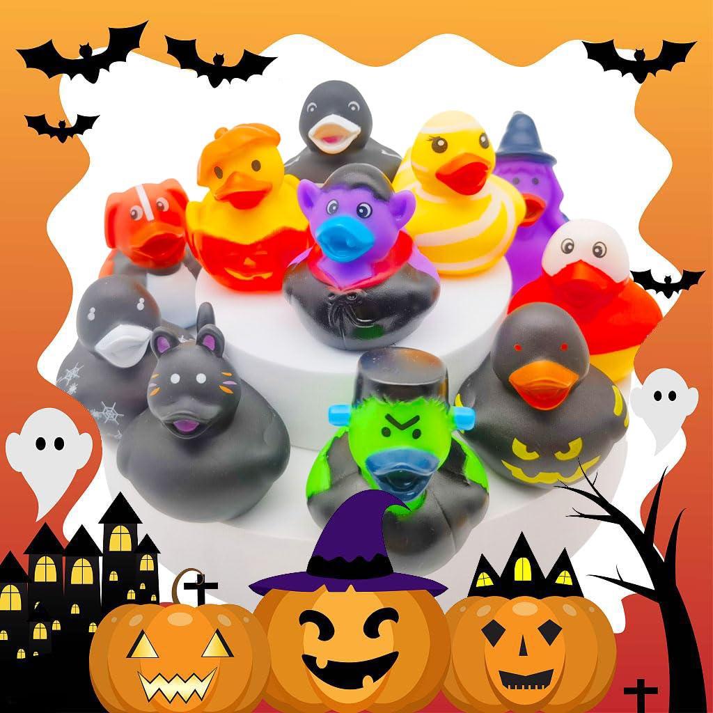 36 Pcs Halloween Rubber Ducks,Baby Showers Accessories Duckies Bath Toys for Kids Halloween Party Favors,Gift Exchange (Halloween)