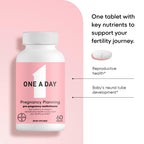 One A Day Pregnancy Planning Prenatal Multivitamin for Women, Pre Pregnancy Vitamins for Women with Methylfolate, Folic Acid, Zinc, Vitamin B12 & Vitamin D to Support Reproductive Health, 60 Tablets