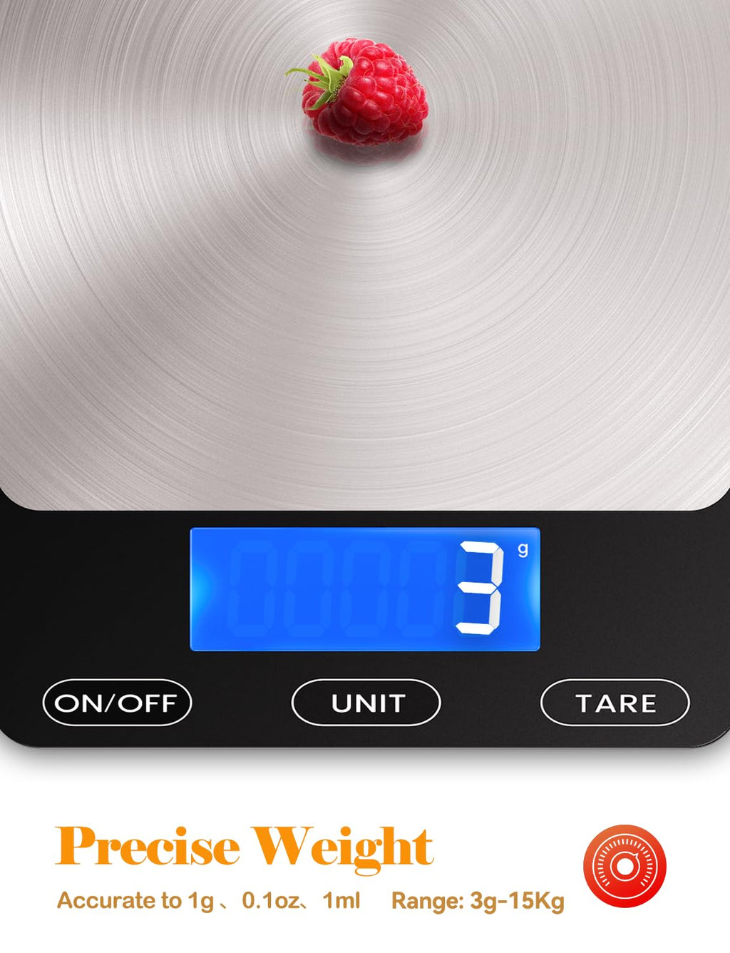 Food Scale -33lb Digital Kitchen Scale for Food Ounces Grams Rechargeable