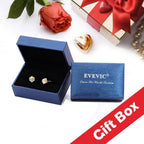 EVEVIC Austrian Crystal Cube Stud Earrings for Women
