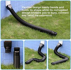 11.5ft Long Gutter Downspout Extensions Flexible, Drain Downspout Extender, Down Spout Drain Extender, Gutter Connector Rainwater Drainage, Extendable from 2.6ft to 11.5ft(Black)