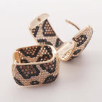 Z ZACHÉ Shinny CZ Leopard Print Earrings Geometry Square Hoop Earring Statement Huggie Earrings For Women Jewelry