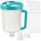 Leaf Canister Catcher In-line Leaf Canister for Pool & Spa, With Mesh Basket & 5 Skimmer Socks, For Suction Manual & Automatic Pool Cleaners (White)