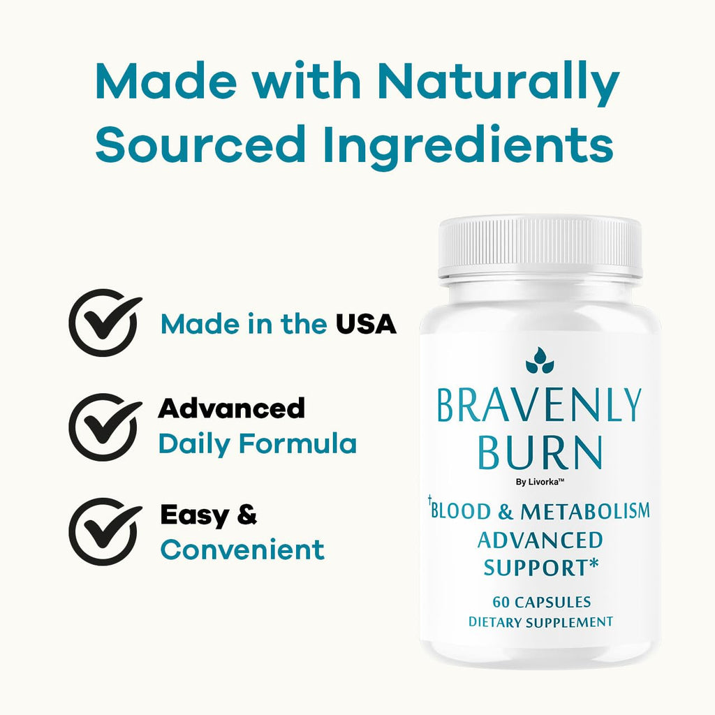 Bravenly Burn Pills - Official BravenlyBurn Capsules Supplement Support Premium Advanced Formula All Natural Digestive Support for Gut Health Overall & Wellness, 60 Capsules for 1 Month