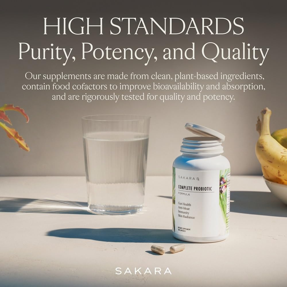 SAKARA Complete Probiotic - Prebiotics and Probiotics for Women Digestive Health Supplements, Supports Bloating, Immune System & Skin Radiance, Gut Health for Women with 3 Billion CFU's - 180 Capsules