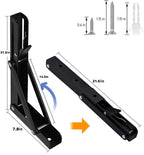 AUTOHJ Folding Shelf Brackets 22 inch 4 Pcs - DIY Wall Mounted Shelf Bracket for Garage Workstation, Stuff Supports, Plant Stand - Heavy Duty Collapsible Shelf Bracket Black