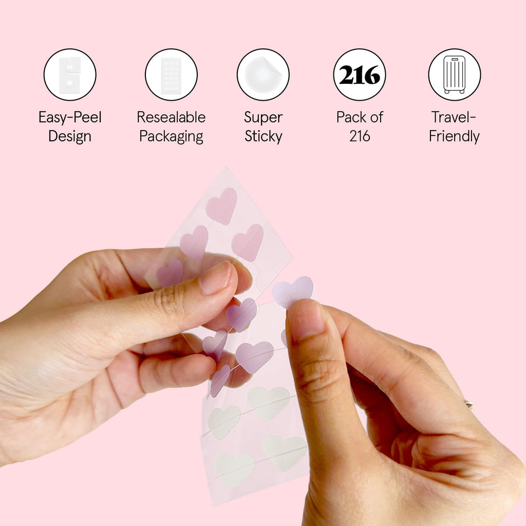grace & stella Award Winning Pimple Patches for Face - Dermatologist Tested Acne Patches - Hydrocolloid Patch for Breakouts, Whiteheads - Vegan Acne Spot Treatment for Face (Hearts, 216 Pack)