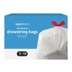 Amazon Basics 13 Gallon Flextra Strength Tall Kitchen Drawstring Trash Bags, Tear Resistant, 120 count