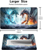 Premium Board Game 24x14in MTG Playmat Compatible for OCG CCG RPG TCG Playmat (Ice and Fire)