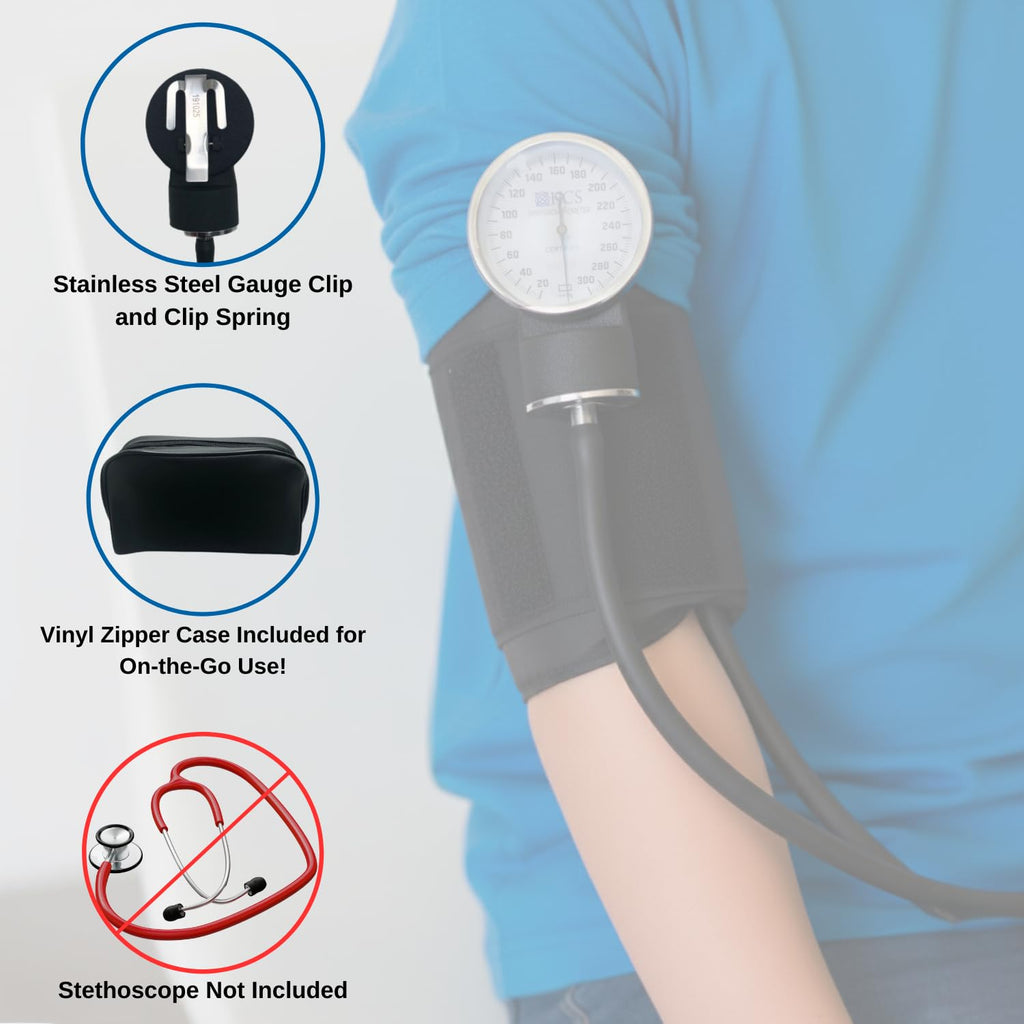 HCS Pediatric Blood Pressure Cuff, Manual - Small Child BP Cuff - Manual Blood Pressure Cuffs for Kids, Arm Monitor - Aneroid Sphygmomanometer - Medical Grade, Home Use - w/Carrying Case