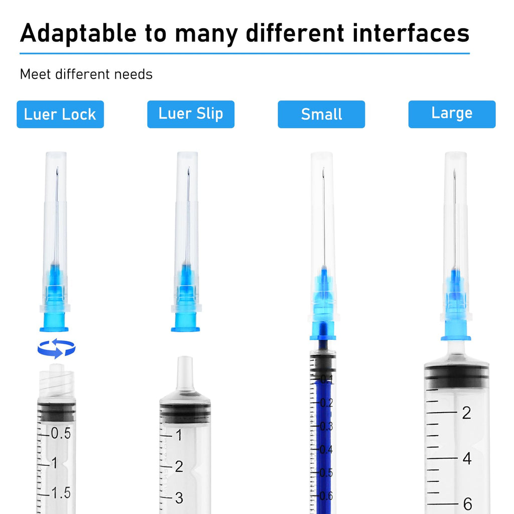 100 Pack 23G 1 Inch Lab Needls, Disposable Luer Lock Sterile Supplies