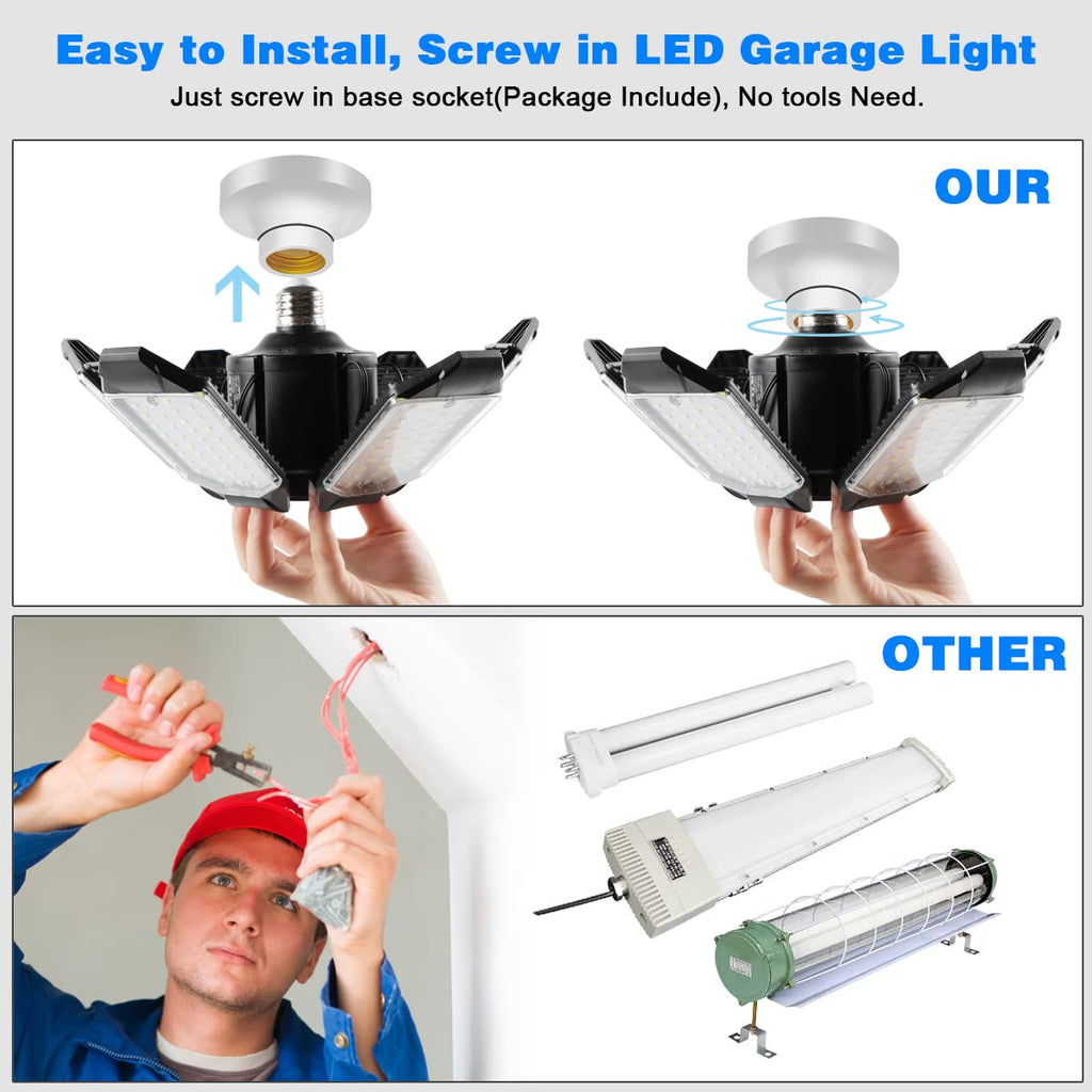 POLARPRA Garage Lights - 32000LM LED Garage Ceiling Lights 6500K Daylight