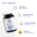 Relumins Advance White Active Glutathione Complex - Max Dose 900mg Glutathione with 6X Boosters, ALA & NAC - Summer Glow Wellness Anti-Aging Skin Supplement - 60 Capsules (30 Servings)