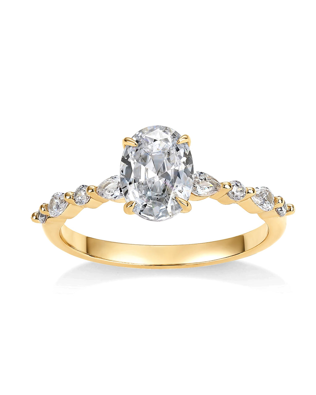 PAVOI 14K Yellow Gold Plated 1.25CT Oval CZ Halo Engagement Ring