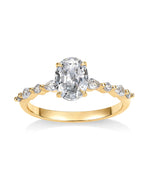 PAVOI 14K Yellow Gold Plated 1.25CT Oval CZ Halo Engagement Ring