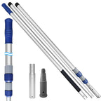 Poolvio 15FT Pool Pole, 3-Piece Telescopic Swimming Pool Cleaning Pole with Universal Threaded Tips, 2-in-1 Design for Skimmer Nets, Vacuum Heads, Brushes & Household Cleaning Tools
