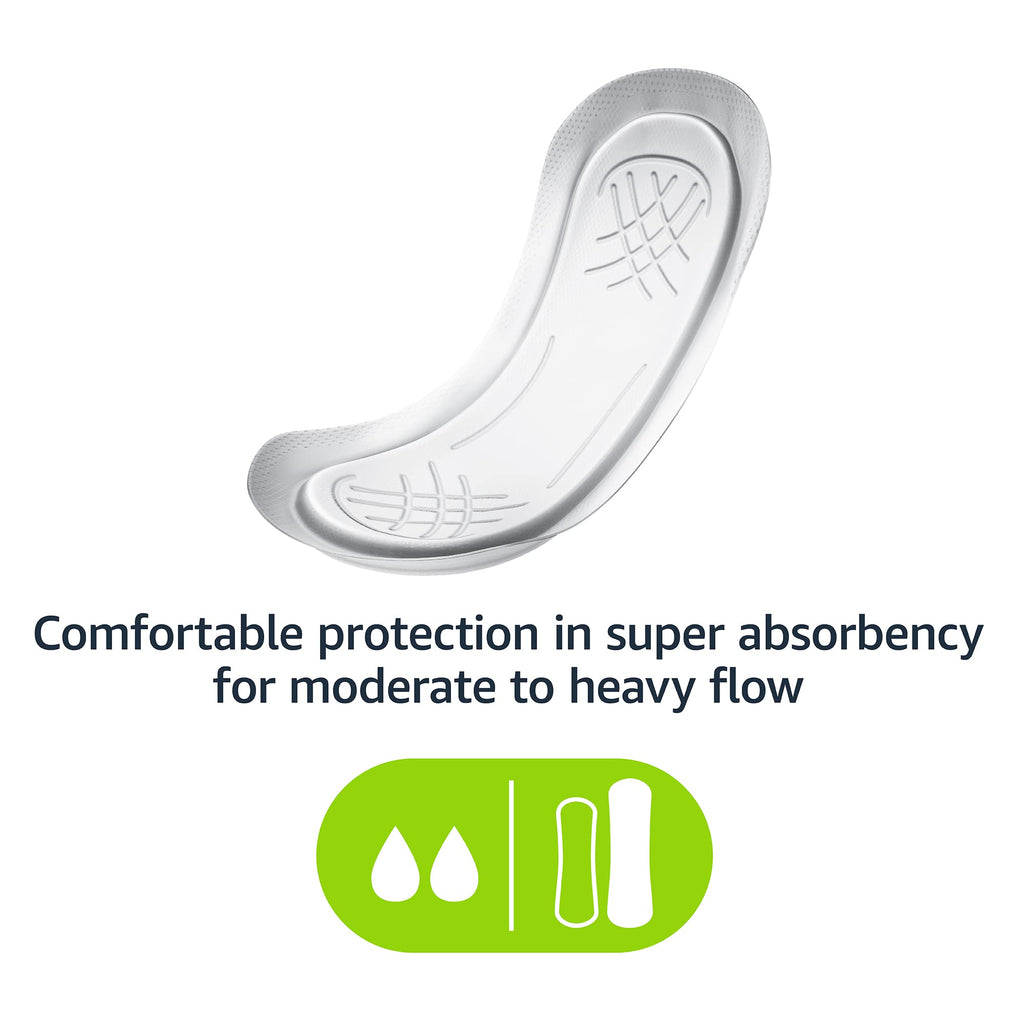 Amazon Basics Maxi Pads For Periods- Thick, Super Absorbency, Unscented, 48 Count, 1 Pack
