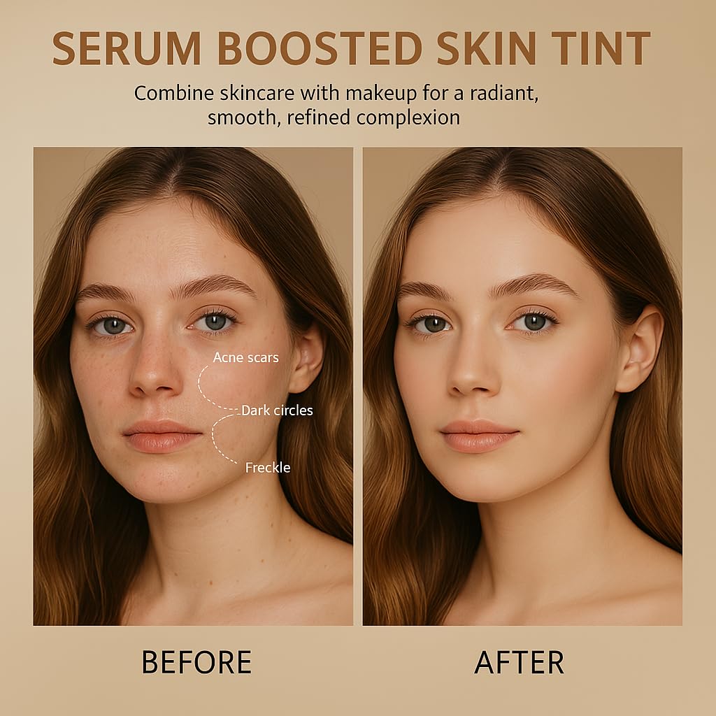 2PCS Beauty Balm Serum Boosted Skin Tint Stick – Face Tint Balm Foundation with Serum Benefits, Buildable Hydrating Coverage, Moisturizing Concealer Stick for Glowing Skin & Flawless Finish (3#, 2)