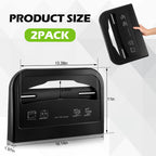 Hushee 2 Pcs Toilet Seat Cover Dispenser Wall Mount, Half-Fold, Black