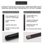 GeilSpace 6 Pack 3/4" × 42" Pre-Cut Black Metal Pipe, Industrial Steel Fits Standard Three Quarters Inch Black Threaded Pipes and Fittings - Vintage DIY Industrial Shelving (3/4" × 42")