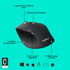 Logitech M720 Triathalon Full Size Multi-Device Wireless Mouse - Black