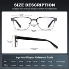 JOLISU 5PCS Reading Glasses Men - Blue Light Blocking Metal Frame for Mens/Women - Durable Readers Fit Read（2.00）