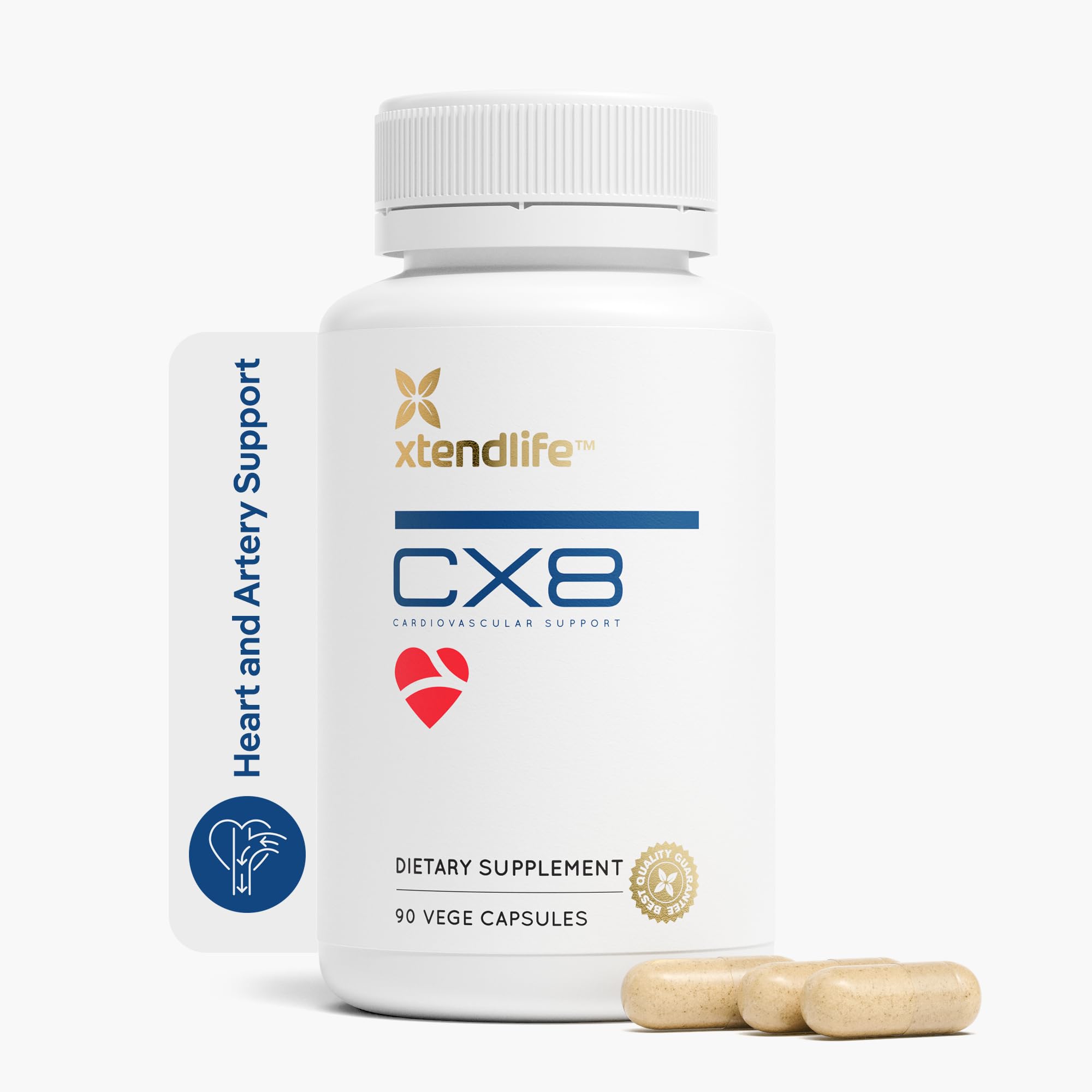 Xtendlife CX8 Heart Health Supplement for Cardiovascular Support, Circulation, and Arterial Health - with Vitamin K2 MK7, D3, Tocotrienols, and Sea Buckthorn-30 Day Supply