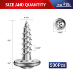 #8 x 5/8" Wood Screw 500Pcs 410 Stainless Steel Standard Thread Truss Head Fast Self Tapping by SG TZH