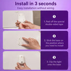wantract Purivio Self Cleaning UV Toilet Sanitizer Light, Motion-Activated, Rechargeable, Night Light, Adhesive-Mounted for Shared Bathrooms, For Elderly & Pet (1pcs)