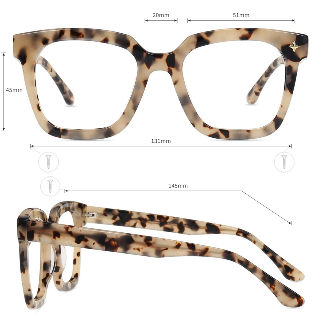 Firmoo Oversized Blue Light Glasses for Women Men Large Frame Anti Eyestrain & UV Protection Computer Gaming Blue Blocker Eyeglasses(Pattern)