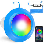 LyLmLe LED Pool Lights, 20W Smart RGB Magnetic Submersible Light with APP Control, 800lm Dimmable, IP68 Waterproof 12V Nicheless Underwater Lights for Inground Aboveground Pools