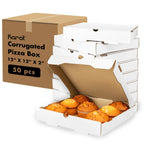 Karat Pizza Boxes 12" x 12" x 2" [50 Pack] White Corrugated Boxes | Ventilated, Grease-Resistant, Durable for Pizza, Catering or Shipping Use