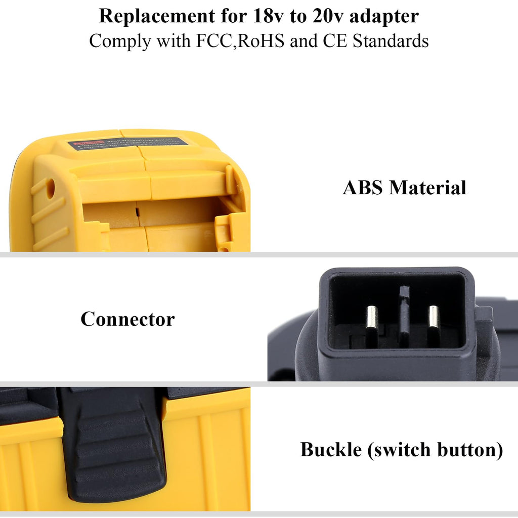 2 Pack DCA1820 Adapter Compatible with 18v to 20v Adapter, Compatible with 20V Max Battery DCB203 to 18V XRP NiCad NiMh Battery DC9096