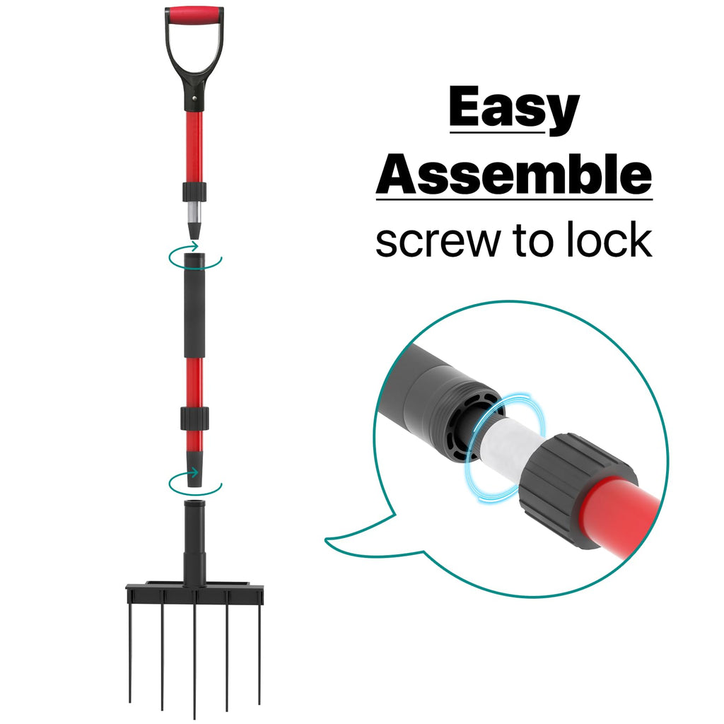 Pitch Fork for Garden, 5-Tine Heavy Duty Pitchfork for Loosening Soil, 41 Inch Gardening Fork for Digging, Composting, Spading, Cultivating Soil, Metal Fork Head with Fiberglass Handle, D-Grip