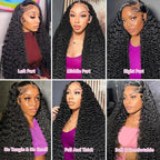 24 Inch 13x6 Deep Wave Lace Front Wigs Human Hair 200 Density 13x6 HD Lace Front Wigs Human Hair Pre Plucked Deep Curly Glueless Wig 100% Virgin Human Hair Lace Front Wigs for Women