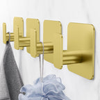 Aikzik Gold Hooks for Hanging Heavy Duty, Adhesive Hooks for Shower, Bathroom, Kitchen, Robe, Towel, Coat, Waterproof & Rustproof Hook for Walls No Damage, Stainless Steel Sticky Hook - 6 Pack