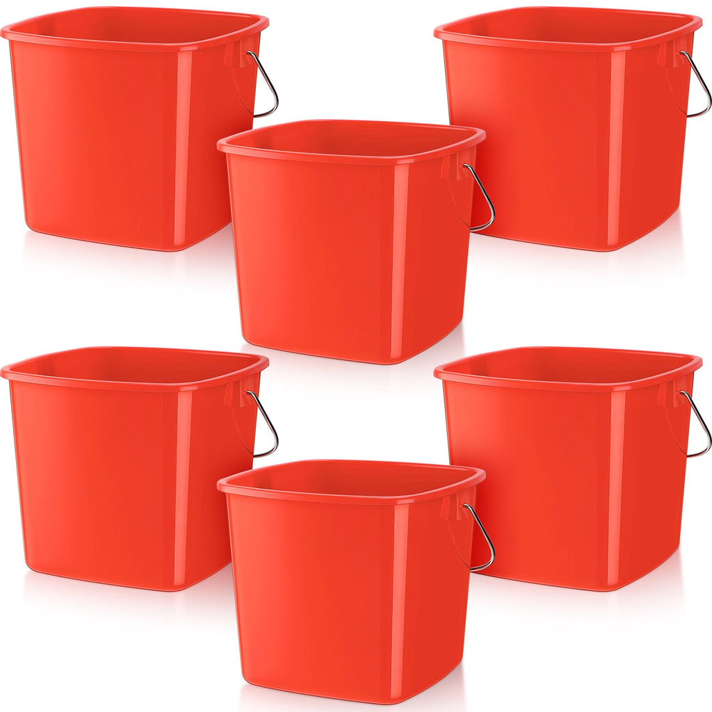 Zhehao 6 Pcs 3 Quart Small Sanitizer Cleaning Bucket, Red