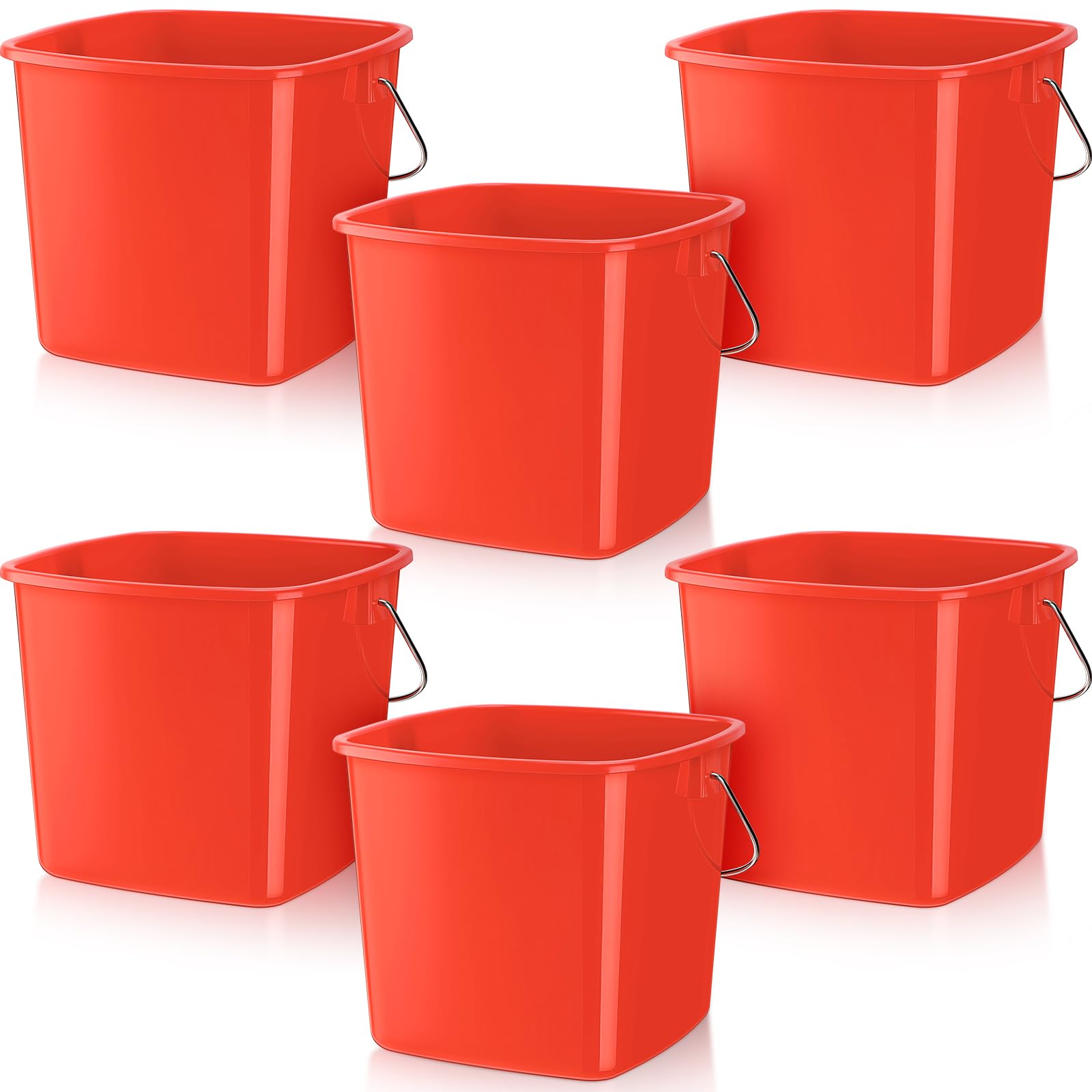 Zhehao 6 Pcs 3 Quart Small Sanitizer Cleaning Bucket, Red