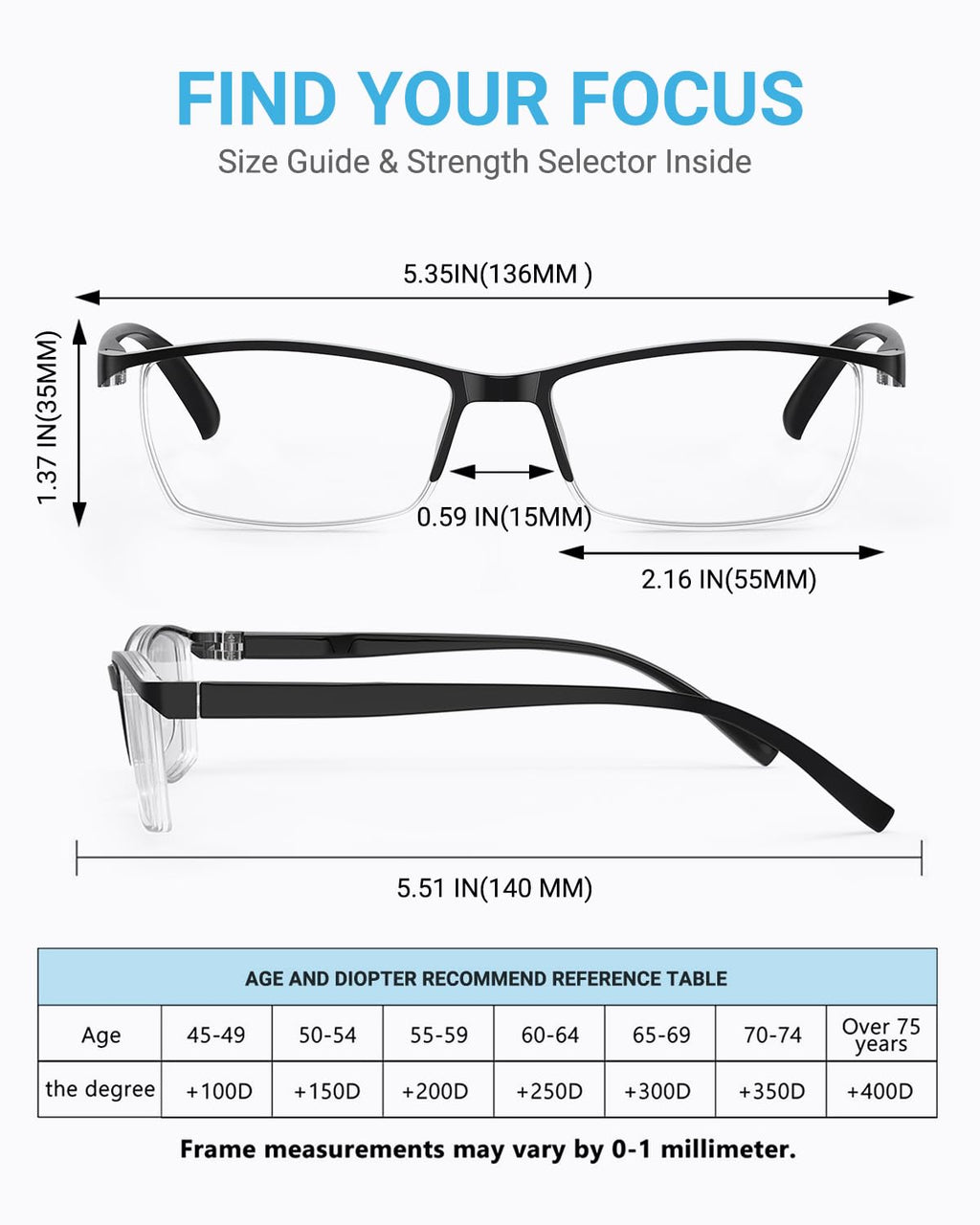 LUFF 4Pcs Anti-Blue-ray Reading Glasses Portable Ultra-Light Readers(2.5X)