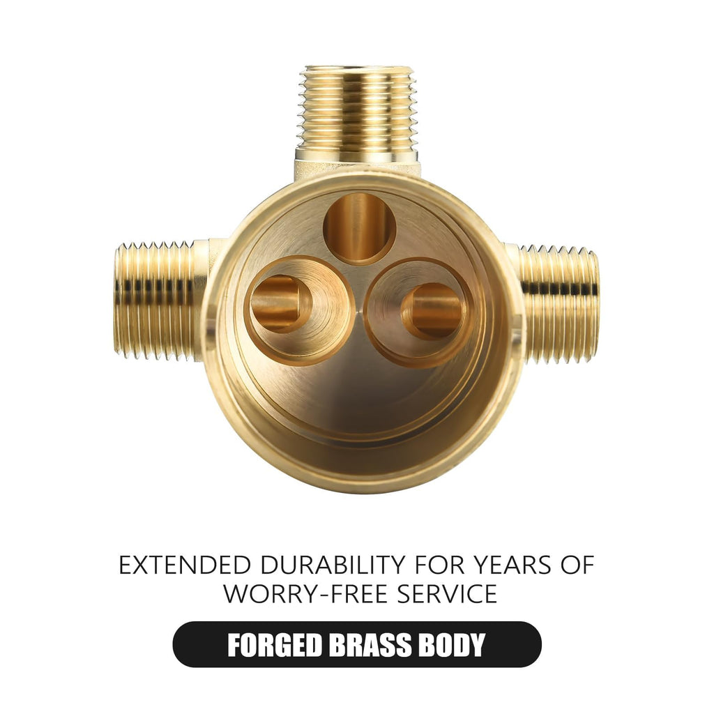 RJDIBAN Shower Valve for Delta R10000-UNBXHF, 3 Port 1/2 Inch Connection 1-Pack, R10000 Valve Kit Compatible with Delta MultiChoice 13 14 17 17T Shower Trim, High Flow Brass Construction Without Stops