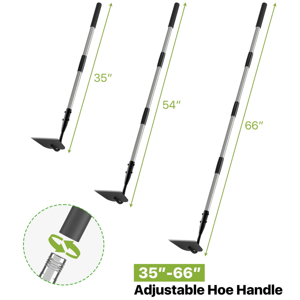 Draw Hoe Garden Tool, Heavy Duty Garden Hoes for Weeding Long Handle, Easy Stand Up Scraping Weeder Tool for Garden, 5.5 FT Adjustable Weed Hoe with 6-inch Wide Welded Blade