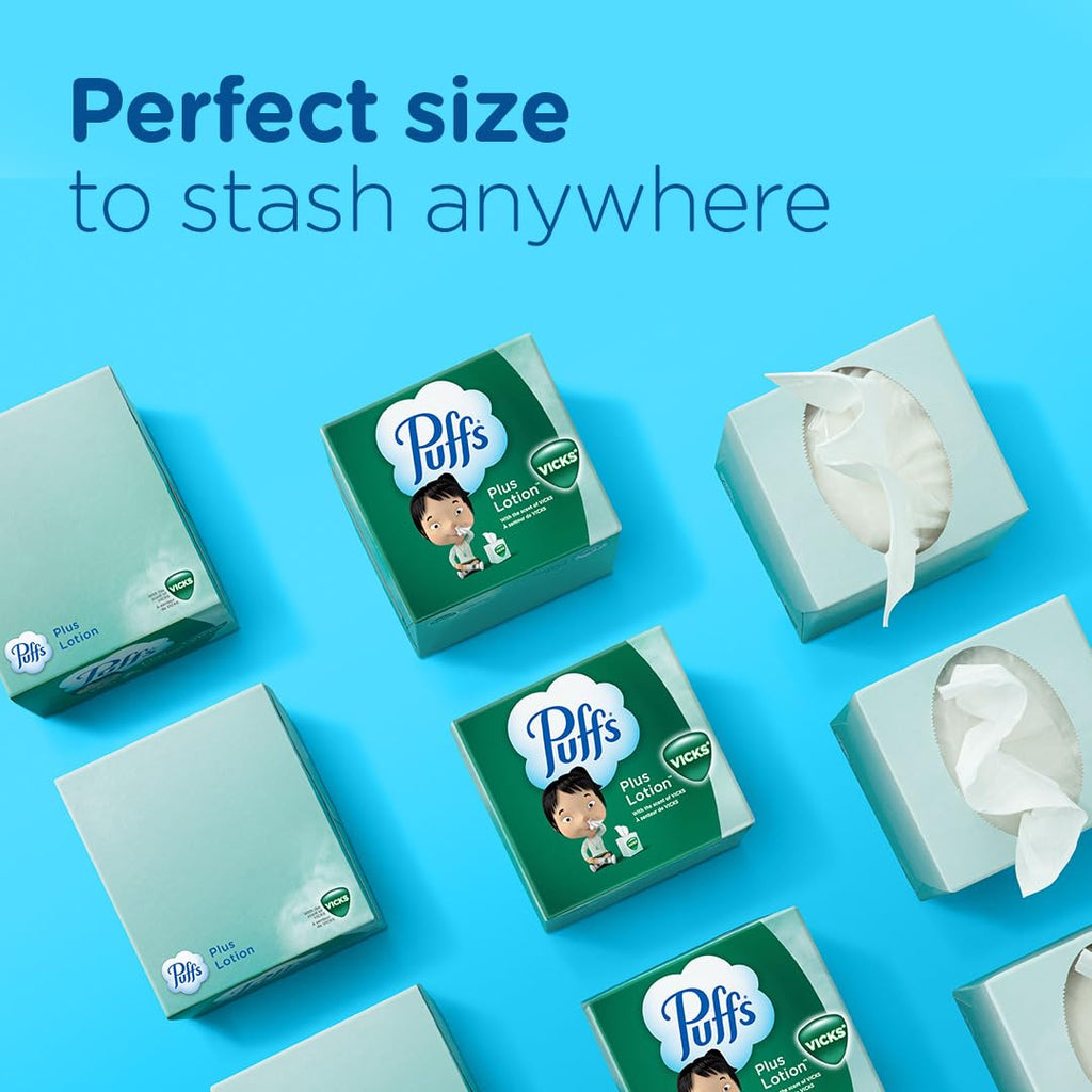 Puffs Plus Lotion with Vicks Facial Tissues, 24 Cubes, 48 Tissues per Box
