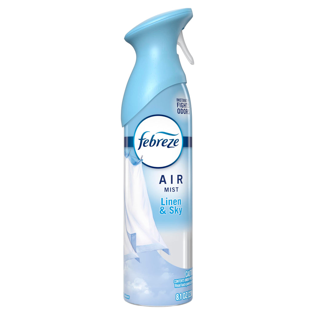 Febreze Air Mist, Air Freshener Spray, Odor Fighting Room Spray, Deodorizer for Home Bathroom Kitchen Office Apartment Dorm Room Classroom, Linen & Sky Scent, 8.1oz (Pack of 6)