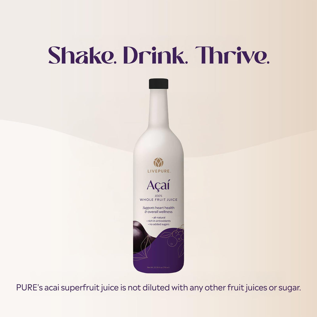 Pure 100% Acai (750 ml) Superfruit Juice - Packed with Antioxidants, Essential Fatty Acids & Phytonutrients. Sugar-free, No Dilution, Gluten-Free & Kosher