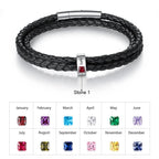 Nameinhea Personalized Mens Braid Bracelet Custom Bracelet with 1-5 Engraved Beads Family Names Jewelry Gifts for Men Father's day (1 name)